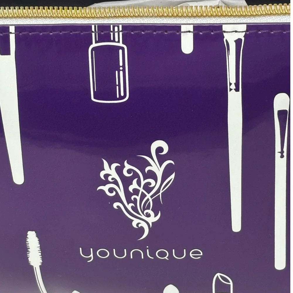 Younique 7th Anniversary Makeup Bag Purple White Cosmetic Pouch NEW